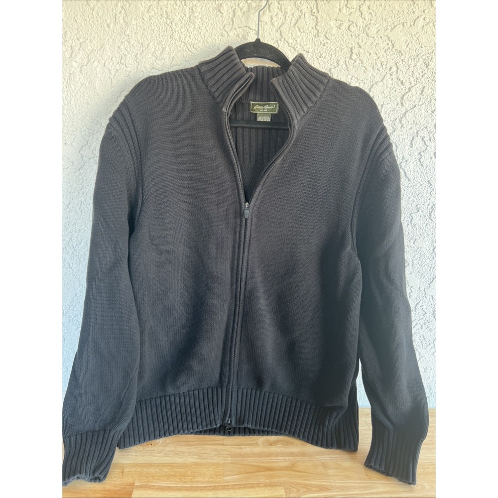 LL Bean Full Zip Knit Ribbed Sweater Jacket Cardigan SIZE XL